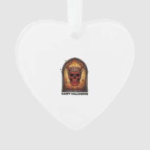 Nichts Schreckt Mich Rot Gehörnter Totenkopf Spinn Ornament