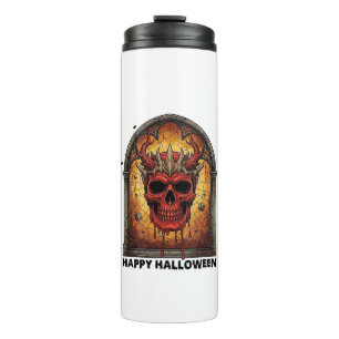 Nichts Schreckt Mich Rot Gehörnter Totenkopf Spinn Thermosbecher