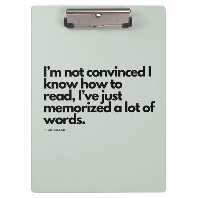 Nick Miller Zitat Klemmbrett (Vorderseite)
