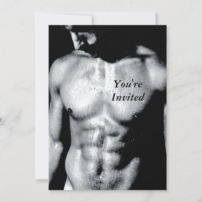 Nick Wet bw, du bist eingeladen Einladung (Vorderseite)