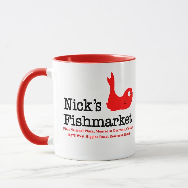 Nicke Fischmarkt, Chicago und Rosement, Illinois Tasse (Links)