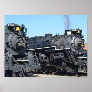 Nickel Plate Road 759 und 765 Dampfzug Motor Train Poster