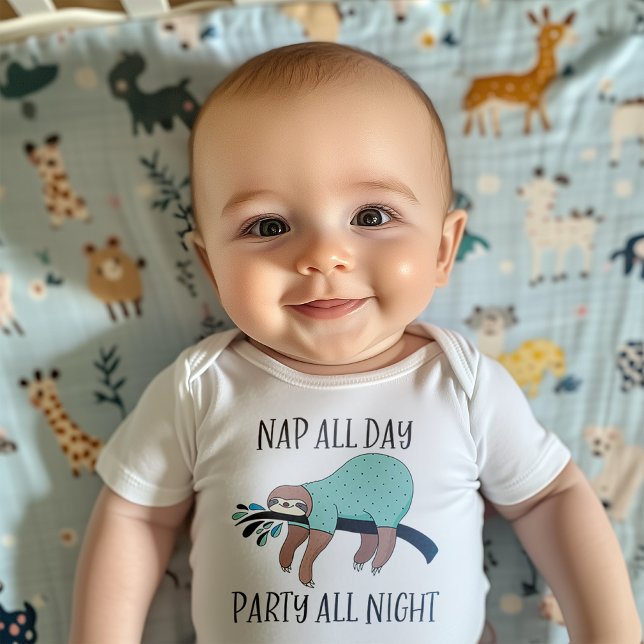 Nickerchen Ganztägiges Party Alle Nacht Niedlicher Baby Strampler (This adorable bodysuit will make the ideal baby shower gift for parents to be.)
