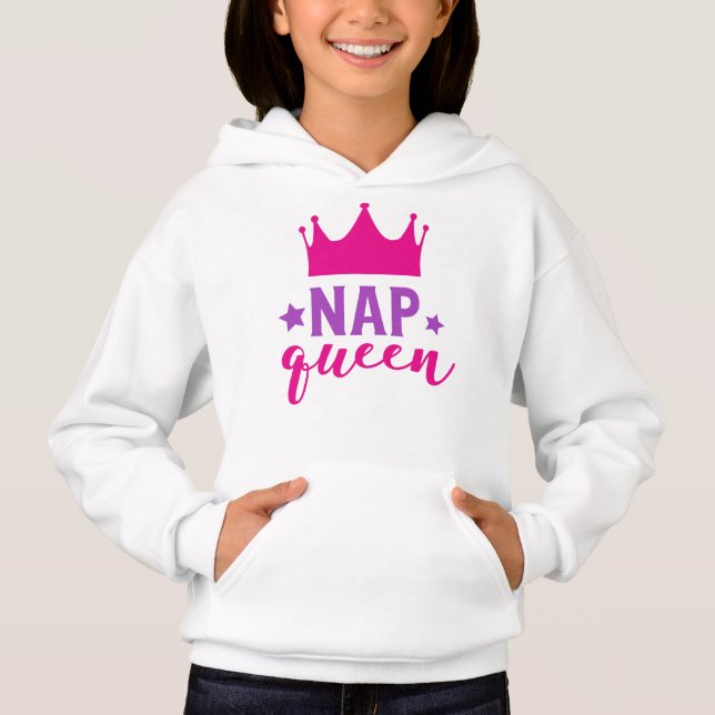 Nickerchen Königin, Prinzessin, Krone, Sterne, Sch Hoodie (Vorderseite)