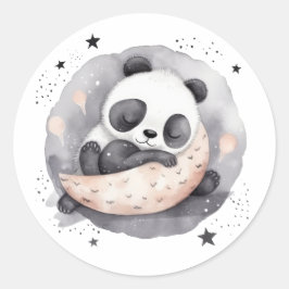 Nickerchen Time Watercolor Baby Panda Bear Runder Aufkleber