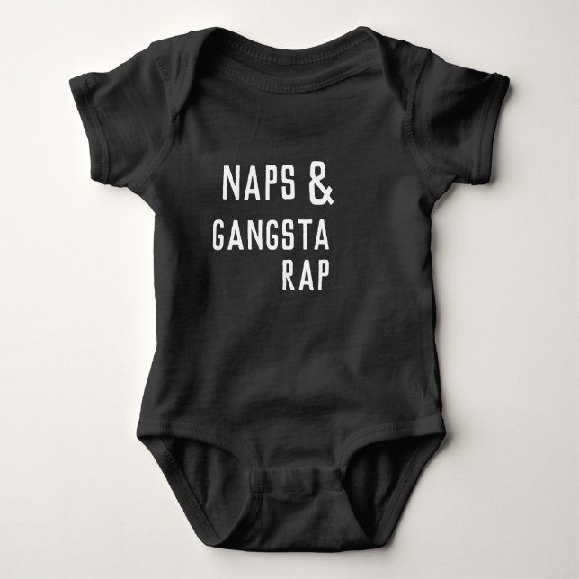 Nickerchen u. Gangsta Rap-Bodysuit Baby Strampler (Vorderseite)