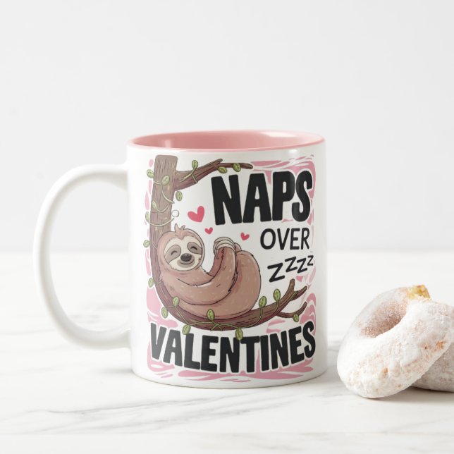 Nickerchen über Valentine Tasse (Mit Donut)