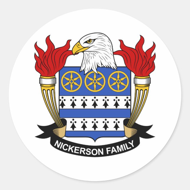 Nickerson Familienwappen Runder Aufkleber (Vorderseite)
