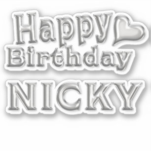 Nicky Happy Birthday silver Aufkleber Sticker