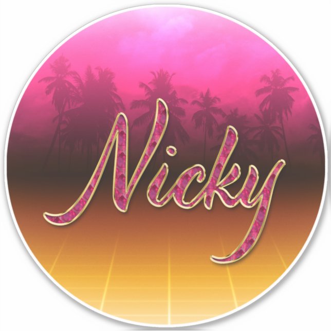 Nicky Vorname Name golden pink Aufkleber Sticker (Vorderseite)