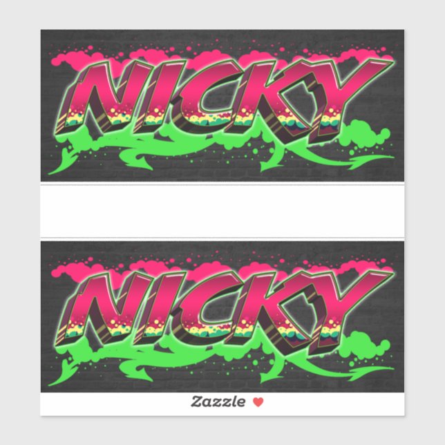 Nicky Vorname Name Graffiti Aufkleber Sticker (Blatt)