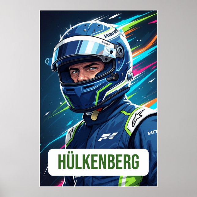 Nico Hülkenberg Racing Helmet Vector – Motorsport  Poster (Vorne)
