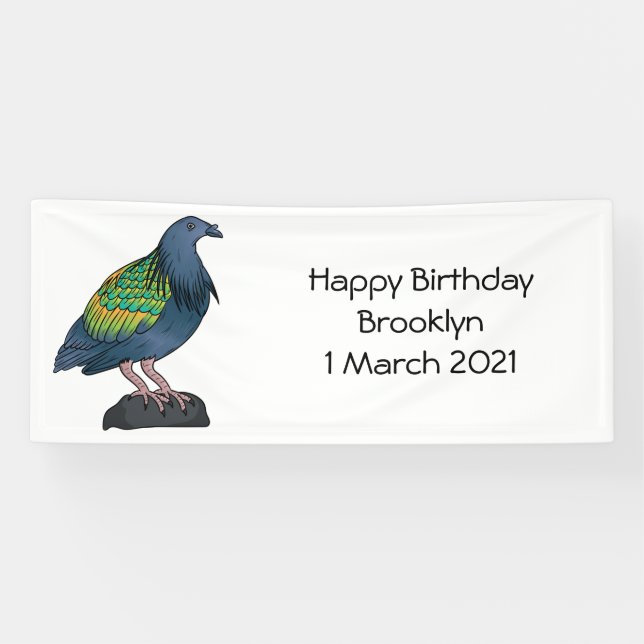 Nicobar Taube Cartoon Illustration Banner (Horizontal)