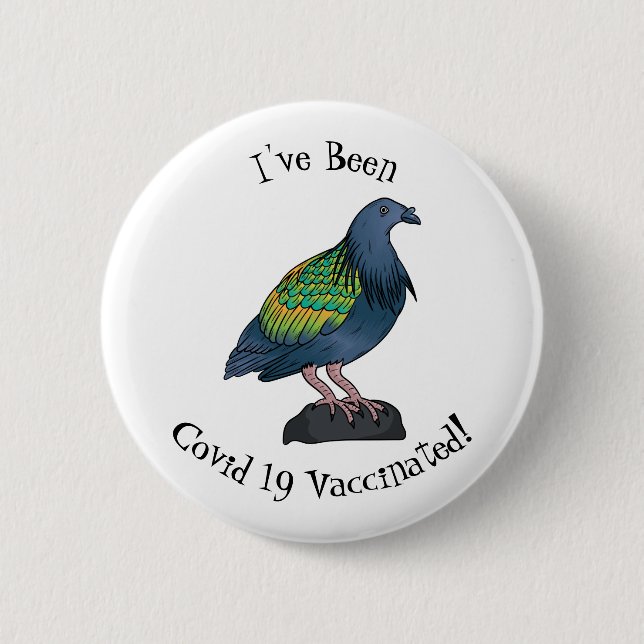 Nicobar Taube Cartoon Illustration Button (Vorderseite)