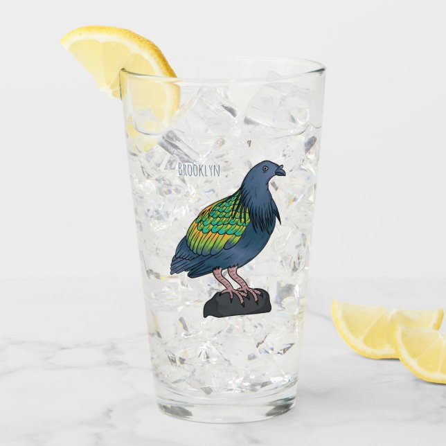Nicobar Taube Cartoon Illustration Glas (Vorderseite Ice)