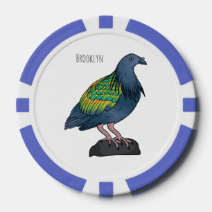 Nicobar Taube Cartoon Illustration Pokerchips