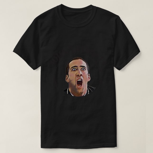 Nicolas Cage Face Off - Design 2 Black T-Shirt (Design vorne)