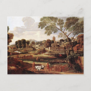 Nicolas Poussin - Landschaft mit Beerdigung des Fo Postkarte