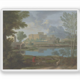 Nicolas Poussin - Landschaft mit einer Ruhe Aufkleber