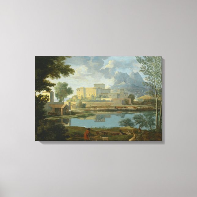 Nicolas Poussin - Landschaft mit einer Ruhe Leinwanddruck (Vorderseite)