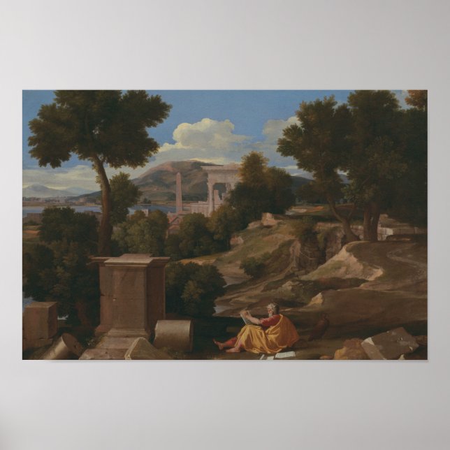 Nicolas Poussin - Landschaft mit Saint John Poster (Vorne)