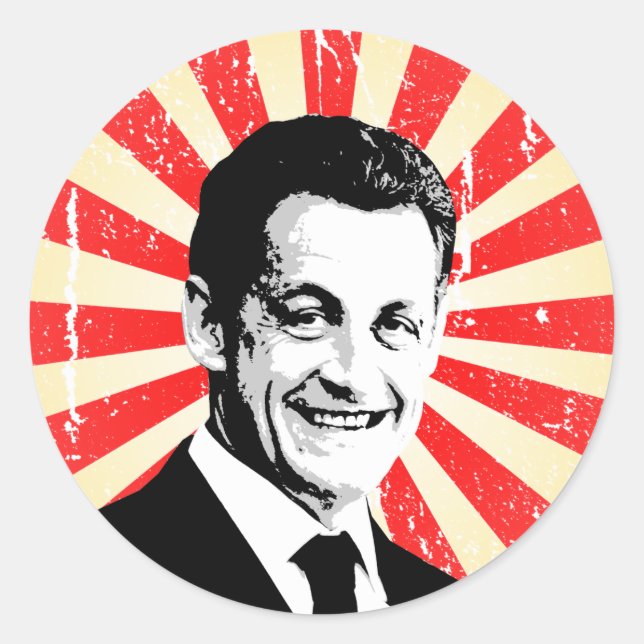 Nicolas Sarkozy Runder Aufkleber (Vorderseite)