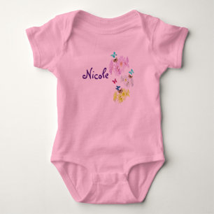 Nicole, Name mit Kätzchen, Baby Bodysuit Strampler