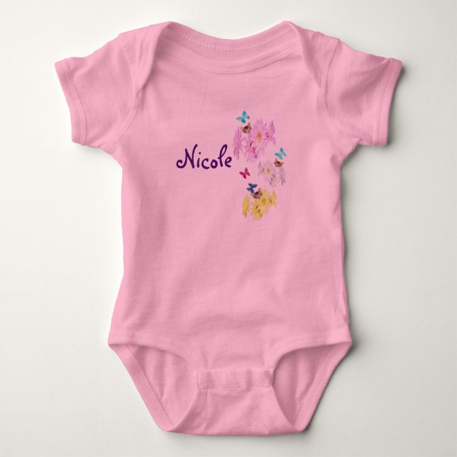 Nicole, Name mit Kätzchen, Baby Bodysuit Strampler (Vorderseite)