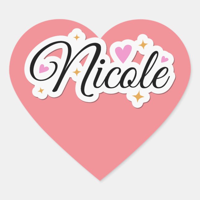 Nicole Name niedlich Design Herz-Aufkleber (Vorderseite)