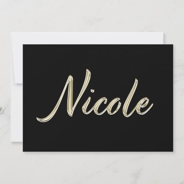 Nicole white gold Handwriting Karte (Vorderseite)