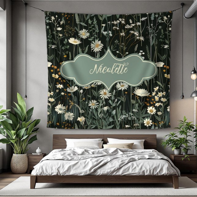 Nicolette Dark Daisy Floral Fleecedecke (detail)