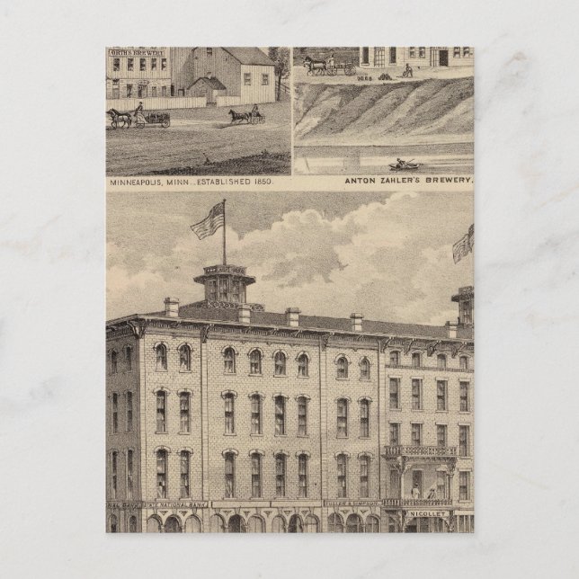 Nicollet House, Orth's Brewery, Minnesota Postkarte (Vorderseite)