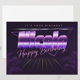 Nicolo Name Vorname lila retro Karte Geburtstag