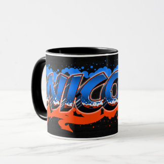 Nicolo Vorname Name Graffiti blue orange Tasse