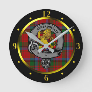 Nicolson Clan Badge & Tartan Runde Wanduhr