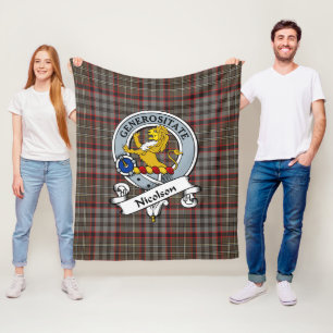 Nicolson Hunting geathered Clan Abzeichen Tartan K Fleecedecke