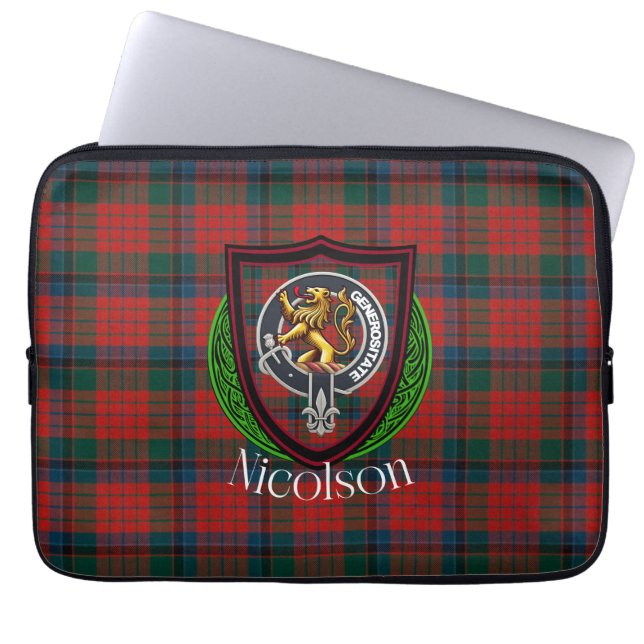 Nicolson Scottish Clan Tartan & Crest Laptopschutzhülle (Vorderseite)