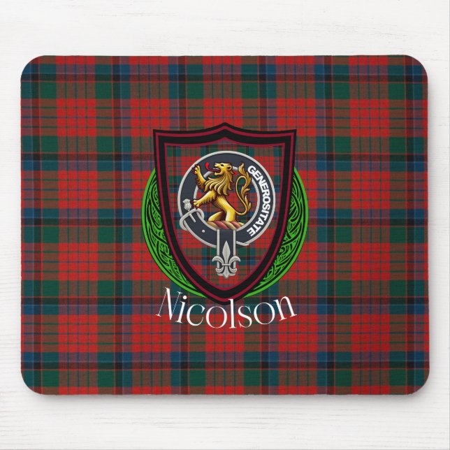 Nicolson Scottish Clan Tartan & Crest Mousepad (Vorne)