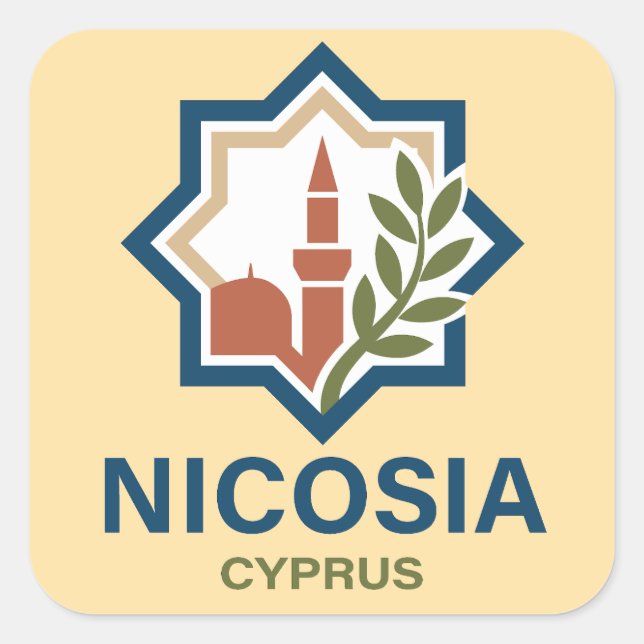 Nicosia Cyprus Mediterranean Quadratischer Aufkleber (Vorderseite)