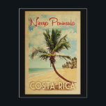 Nicoya Halbinsel Palm Tree Vintage Travel Postkarte<br><div class="desc">Ein einzigartiges Retro Mitte des Jahrhunderts moderne Nicoya Halbinsel Costa Rica Kunstdruck in Vintage Reise Poster Stil. Es verfügt über eine geschwungene Palme am Sandstrand mit Ozean unter einem blauen bewölkten Himmel.</div>