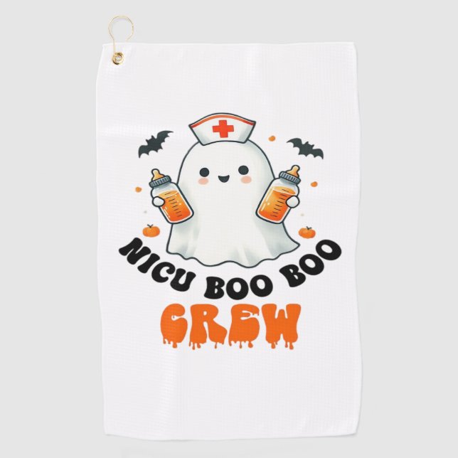 Nicu boo boo Crew halloween, Nicu Boo Crew Funny N Golfhandtuch (Vorderseite)