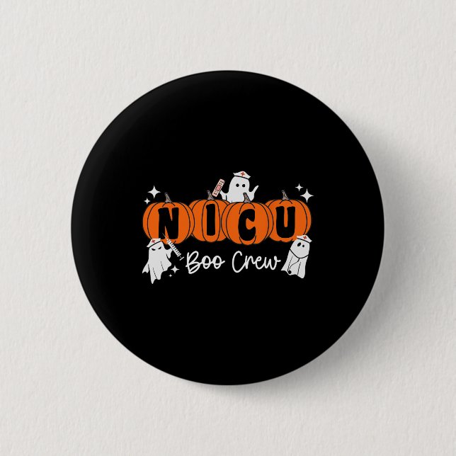 Nicu Boo Crew Ghost Pumpkin Costume NICU Nurse Hal Button (Vorderseite)