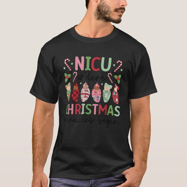 NICU Christmas Miracles NICU Nurse Xmas Party NICU T-Shirt (Vorderseite)