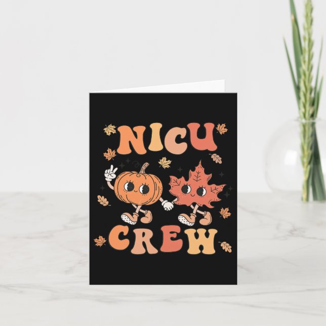 Nicu Crew Pumpkin Leaf Fall Nicu Nurse Halloween Karte (Vorderseite)
