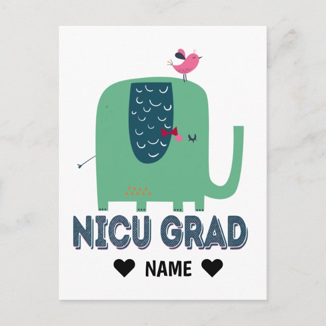 NICU Grad Elephant Postkarte (Vorderseite)