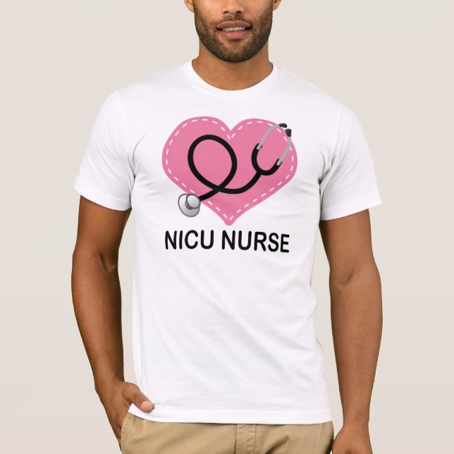 Nicu Krankenschwester-Herz-Stethoskop T-Shirt (Vorderseite)