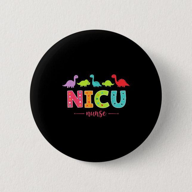 Nicu-Krankenschwester mit süßen Dinosauriern Pädia Button (Vorderseite)