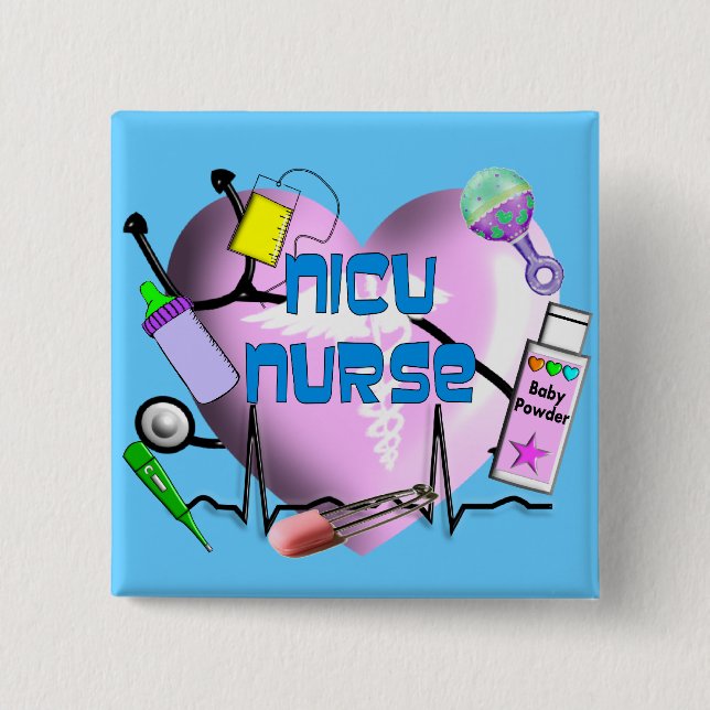 NICU Krankenschwester-Rosa-Herz-Entwurfs-Geschenke Button (Vorderseite)
