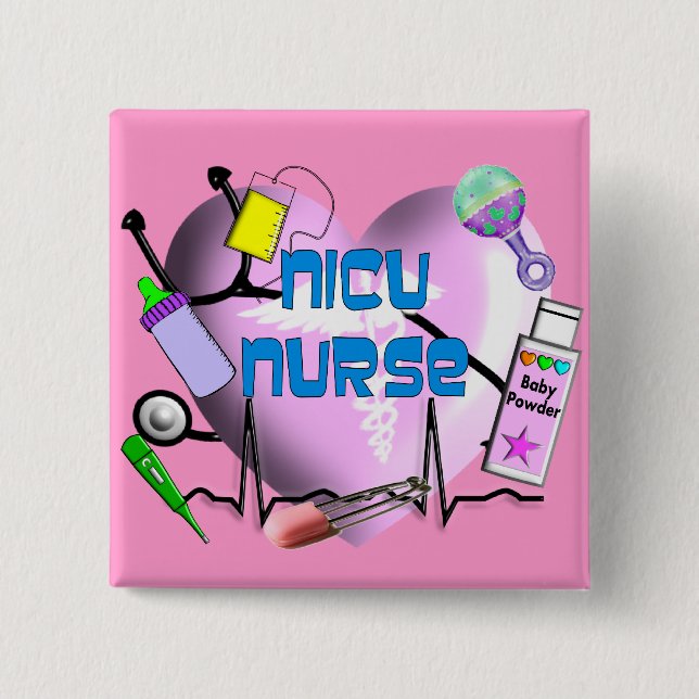 NICU Krankenschwester-Rosa-Herz-Entwurfs-Geschenke Button (Vorderseite)