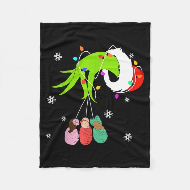 Nicu Labor Delivery Nurse Santa Christmas Xmas Paj Fleecedecke (Vorderseite)